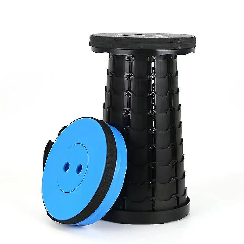 Portable Folding Stool, Maximum Load 180kg, Telescopic Stool 7~45cm Height Adjustable to (Blue Camping Stool)