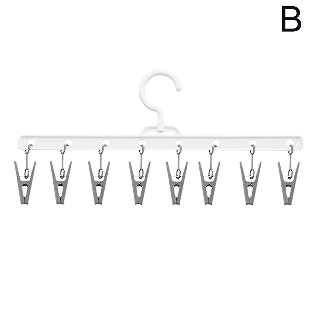 8 Clips Hanger Portable Multifunctional Windproof Clothes Socks Underwear Rack