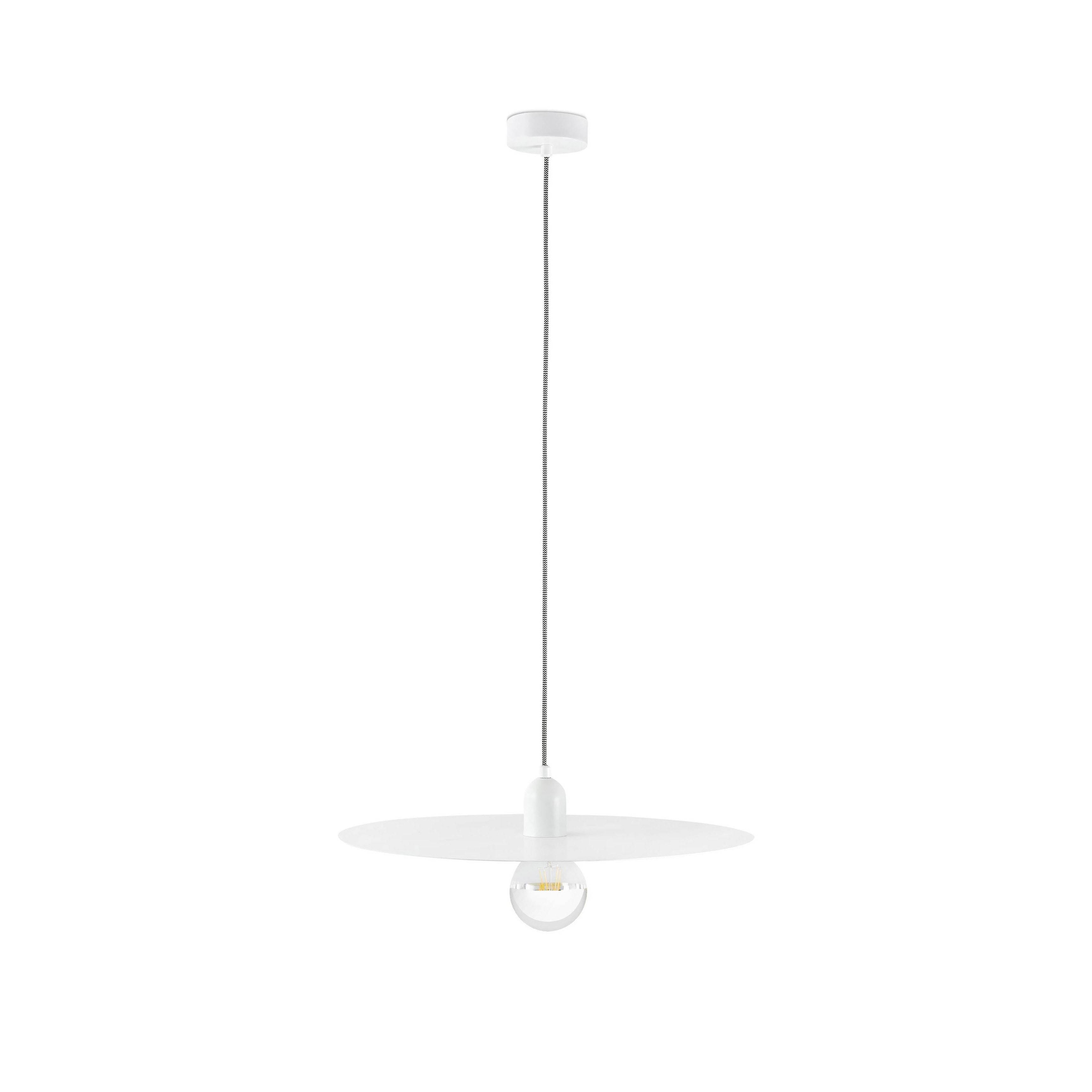 Faro Plat - 1 Light Dome Ceiling Pendant White, E27