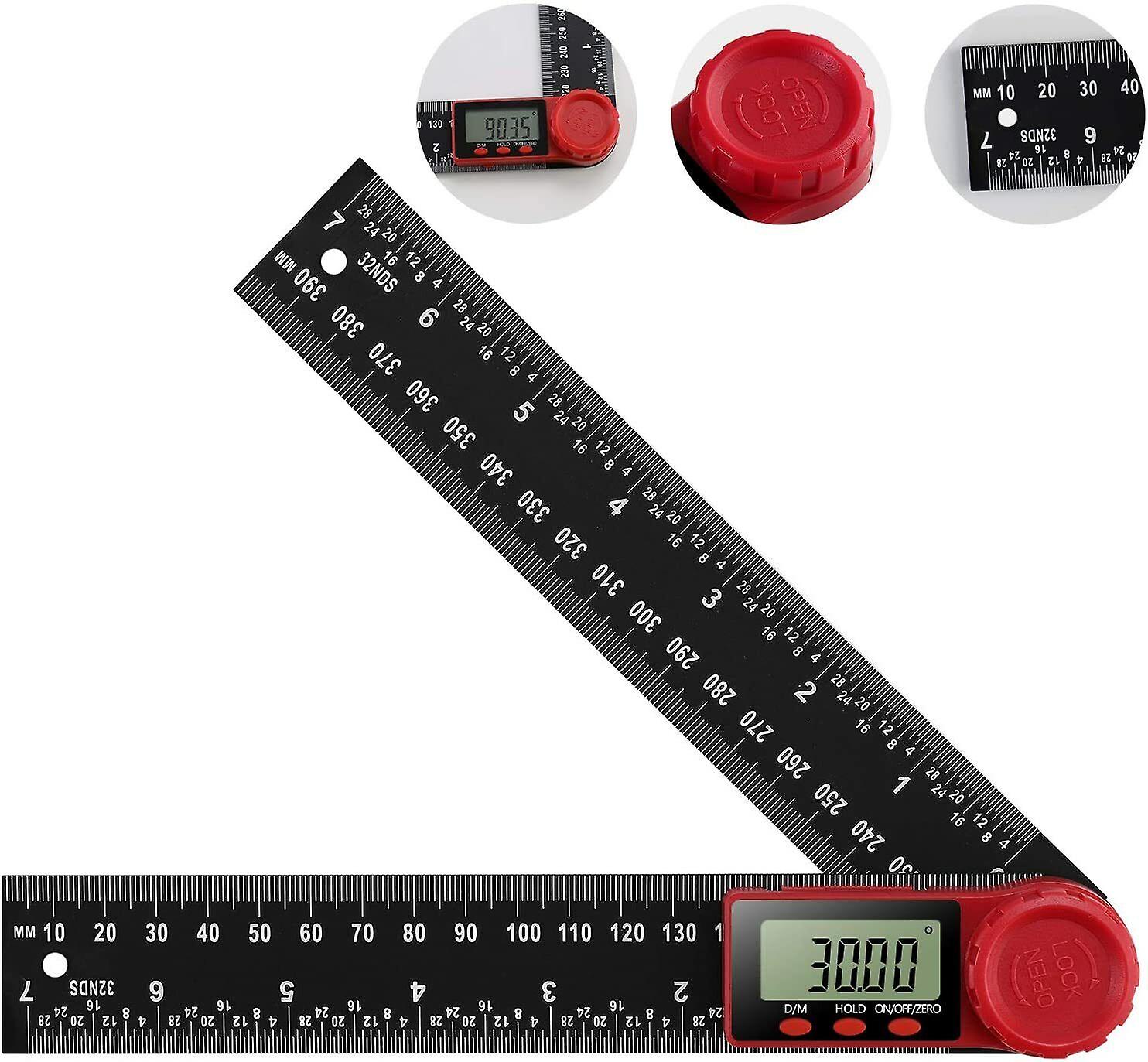 2-in-1 Angle Measurement Tool, Digital Protractor, Multifunctional 360 Degrees Inch Metric Scale Rulers