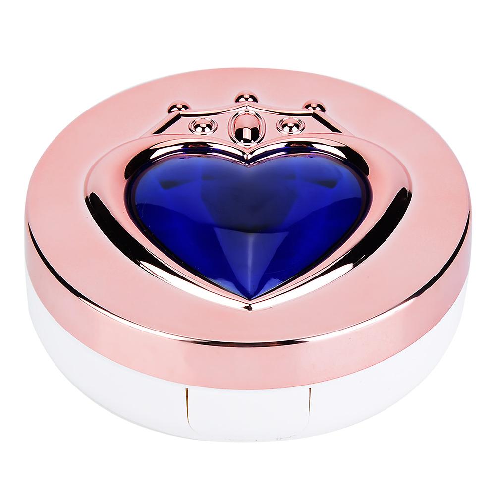 Heart-shaped Contact Lenses Storage Box Contact Lens Case Container Holder (Rose Gold + Blue)