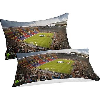 Parure De Lit 3 Pièces FC Barcelone - Housse De Couette + Taies D'oreiller - Impression 3D Football - Microfibre Douce - 6