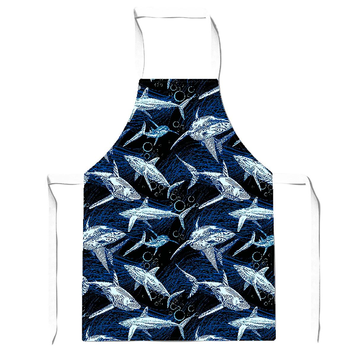 Hand Drawn Shark Pattern Apron