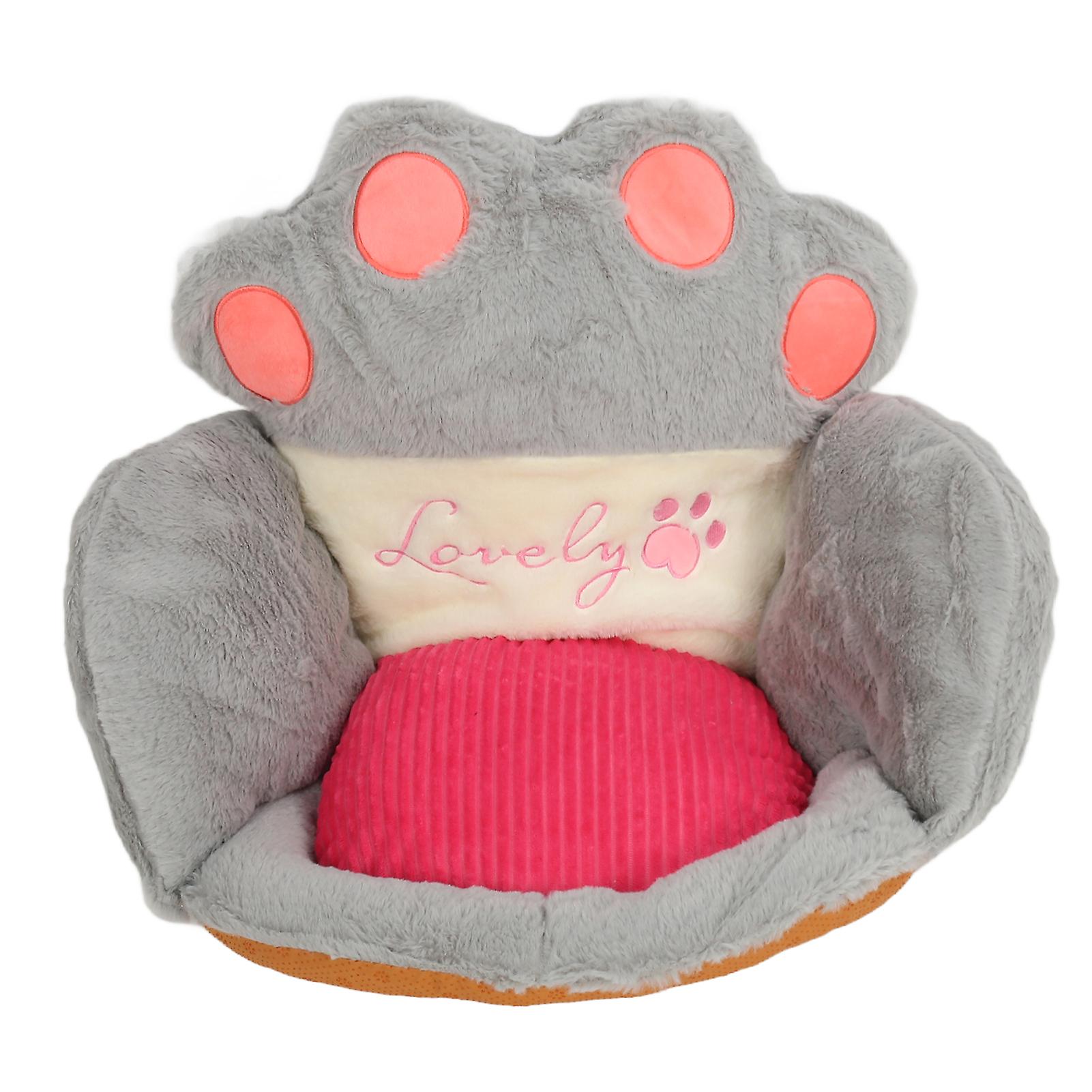 かわいい猫の足のクッション半分に囲まれたオフィスチェア枕床クッションパッド寝室用リビングルームカフェ寮の装飾グレーS