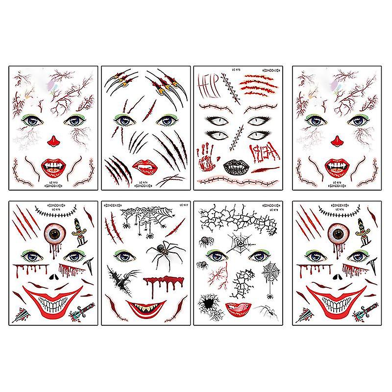 8pcs Tattoos Stickers For Halloween Decorations