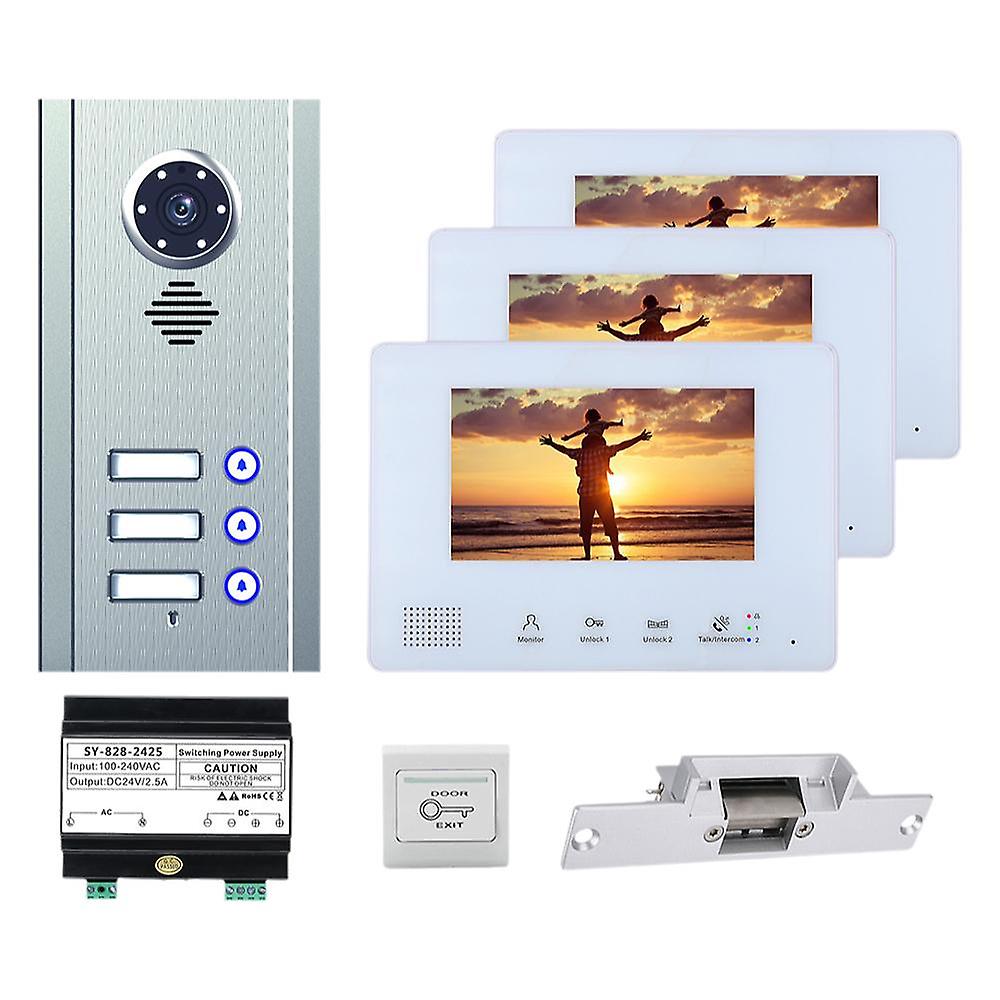 Door Bell 7 Inch BUS 2 Wire Camera Electronic Lock Night Vision Video Intercom