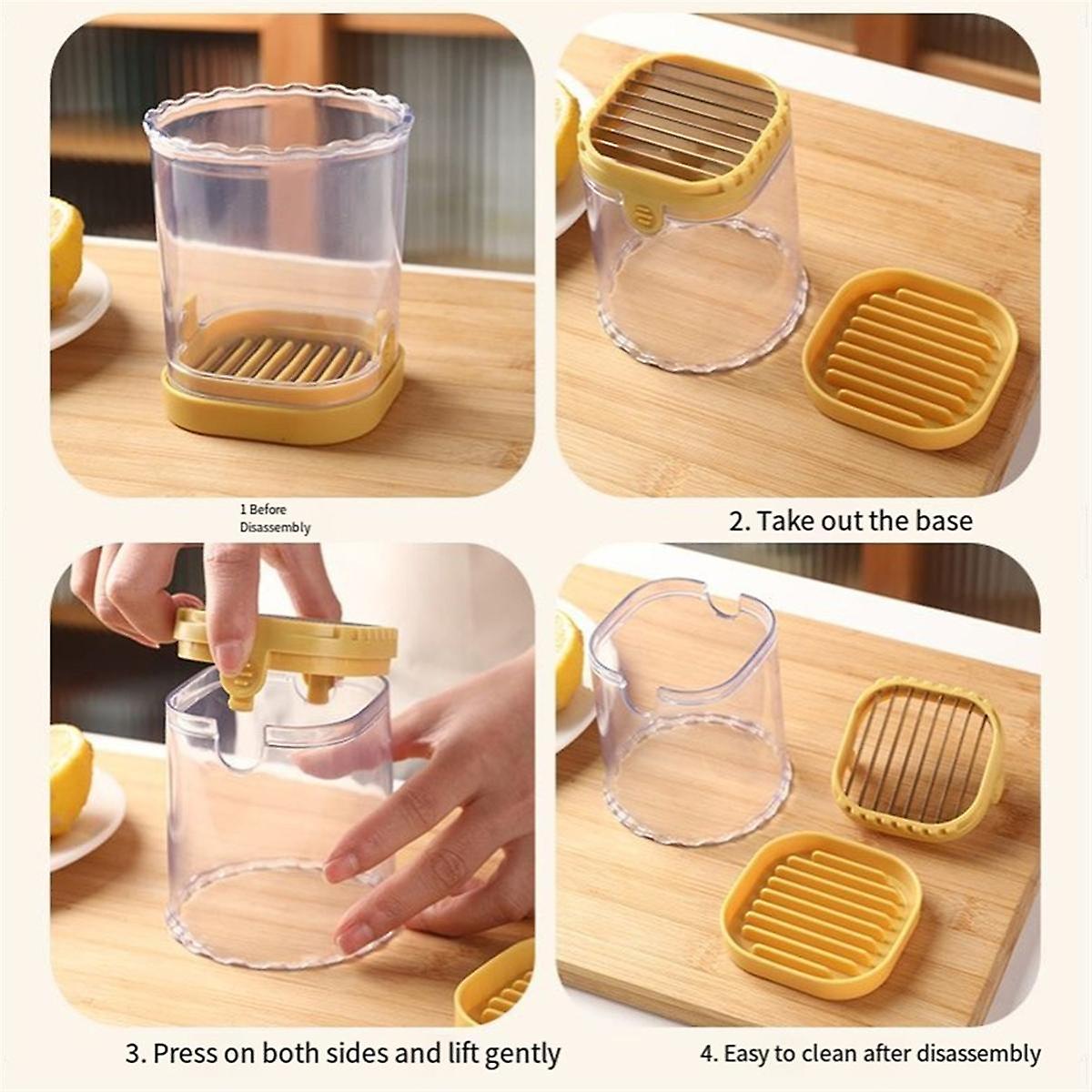 Stainless Steel Slicing Cup Fruit and Vegetable Speed Slicer with Push Plate Fruit Slicer Cup Slicer Cutters,C