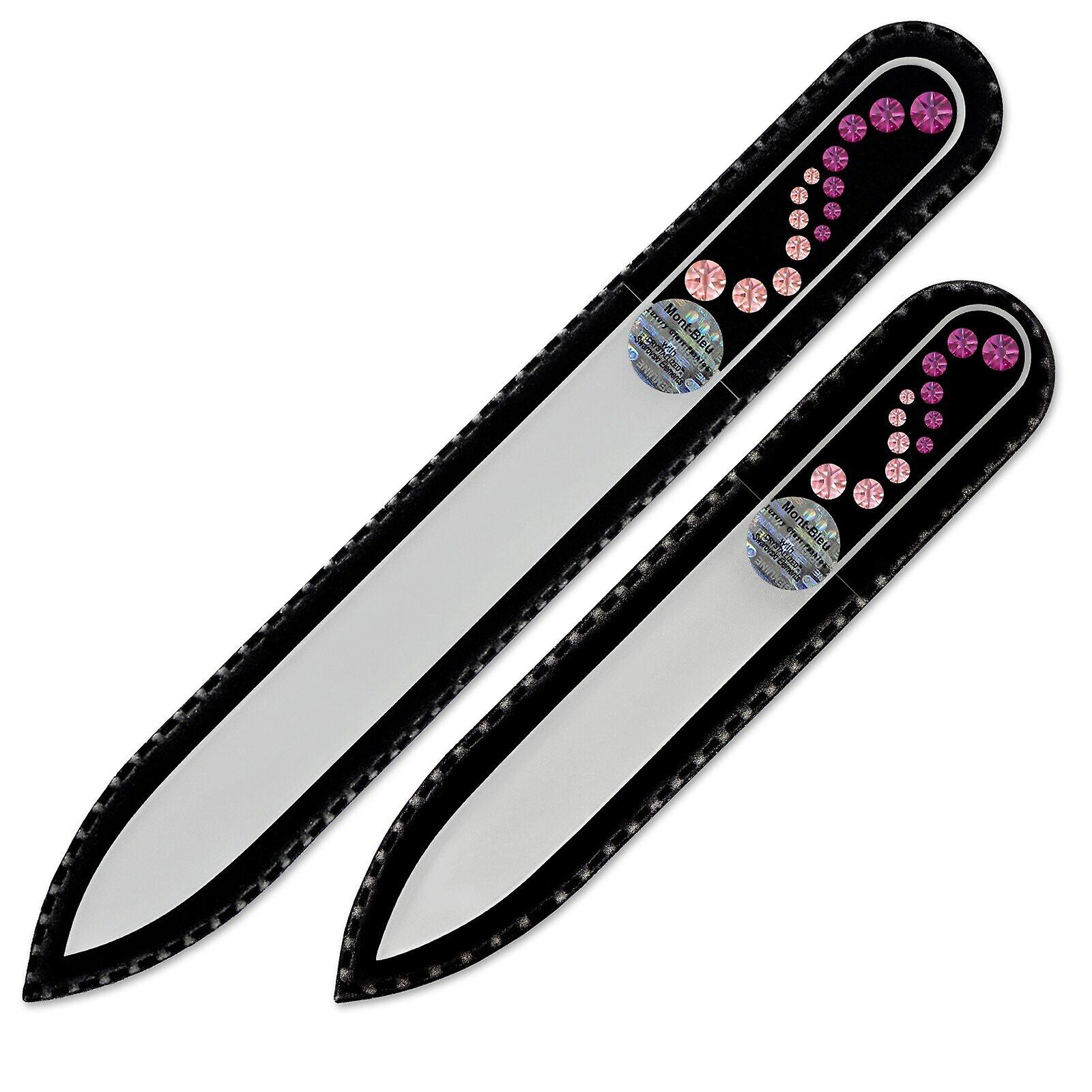 A set of 2 Glass Nail Files with Swarovski crystals WA-MS - Fuchsia - Light Rose
