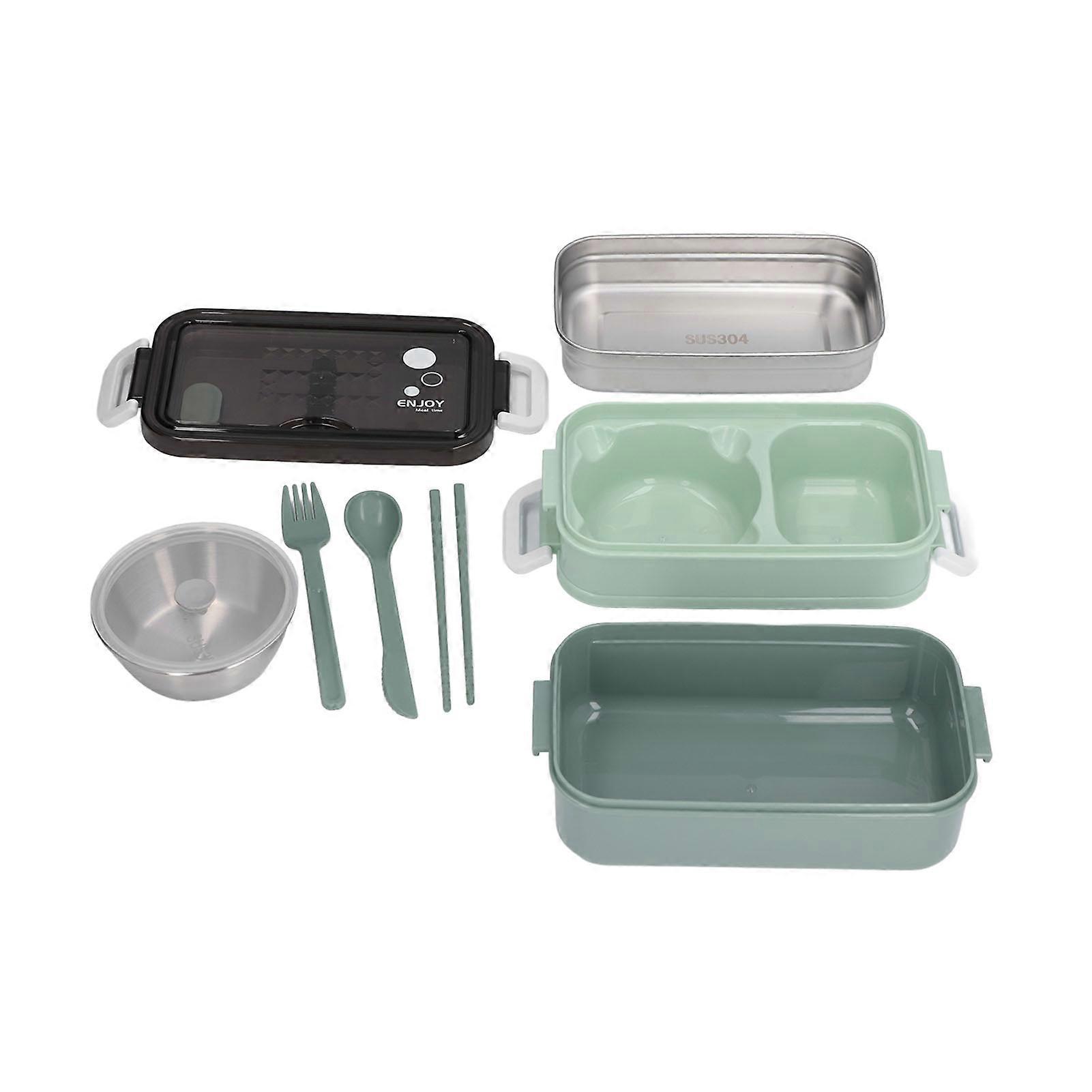 Matboks 2-lags stabelbar beholder Sammenleggbar spenne Rustfritt stål isolert matboksGressgrønn rustfritt stål Type 200ml 304 Suppe i rustfritt stål