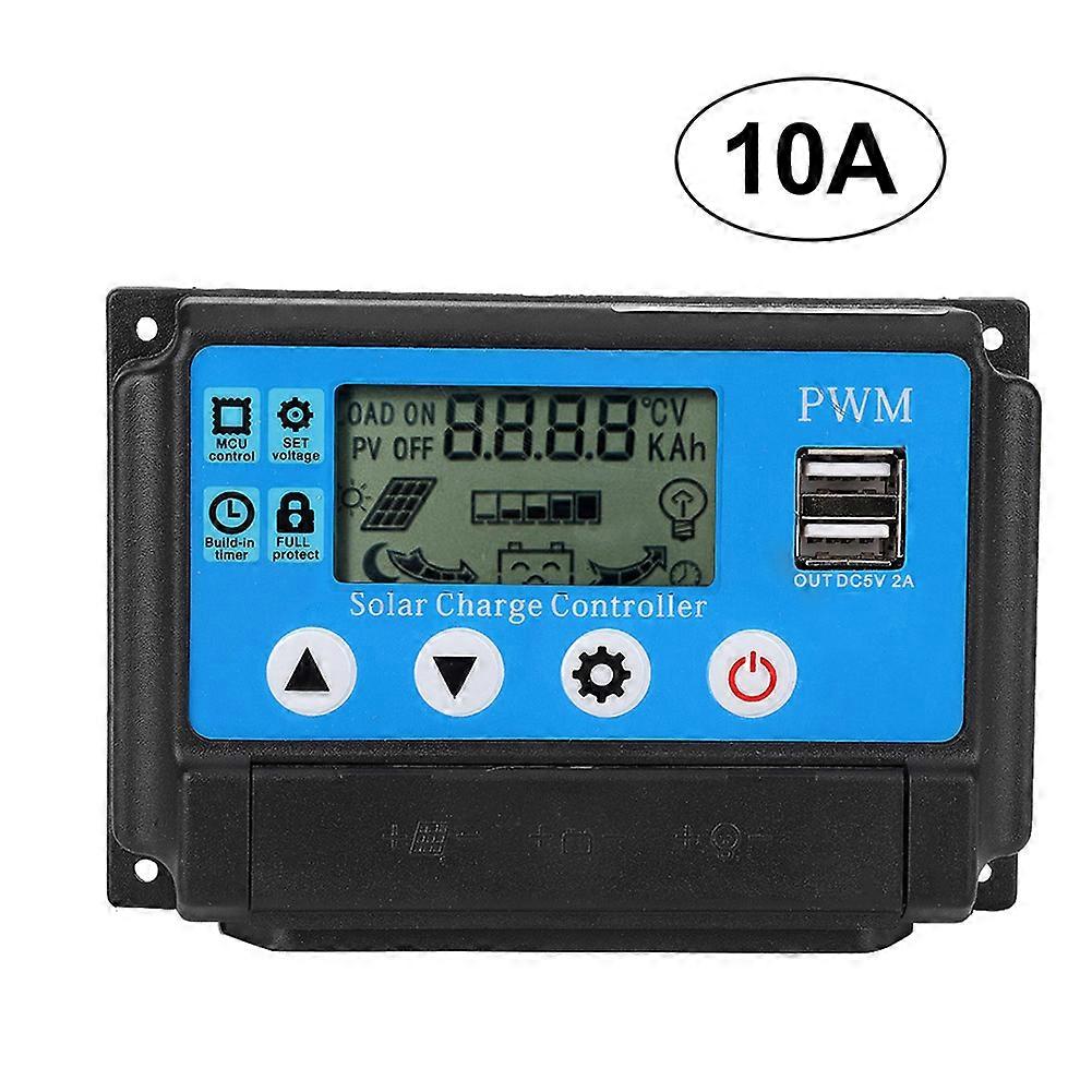 12/24V 10A Auto Solar Charge Controller Auto Work PWM with LCD Dual USB 5V Output E2U~01