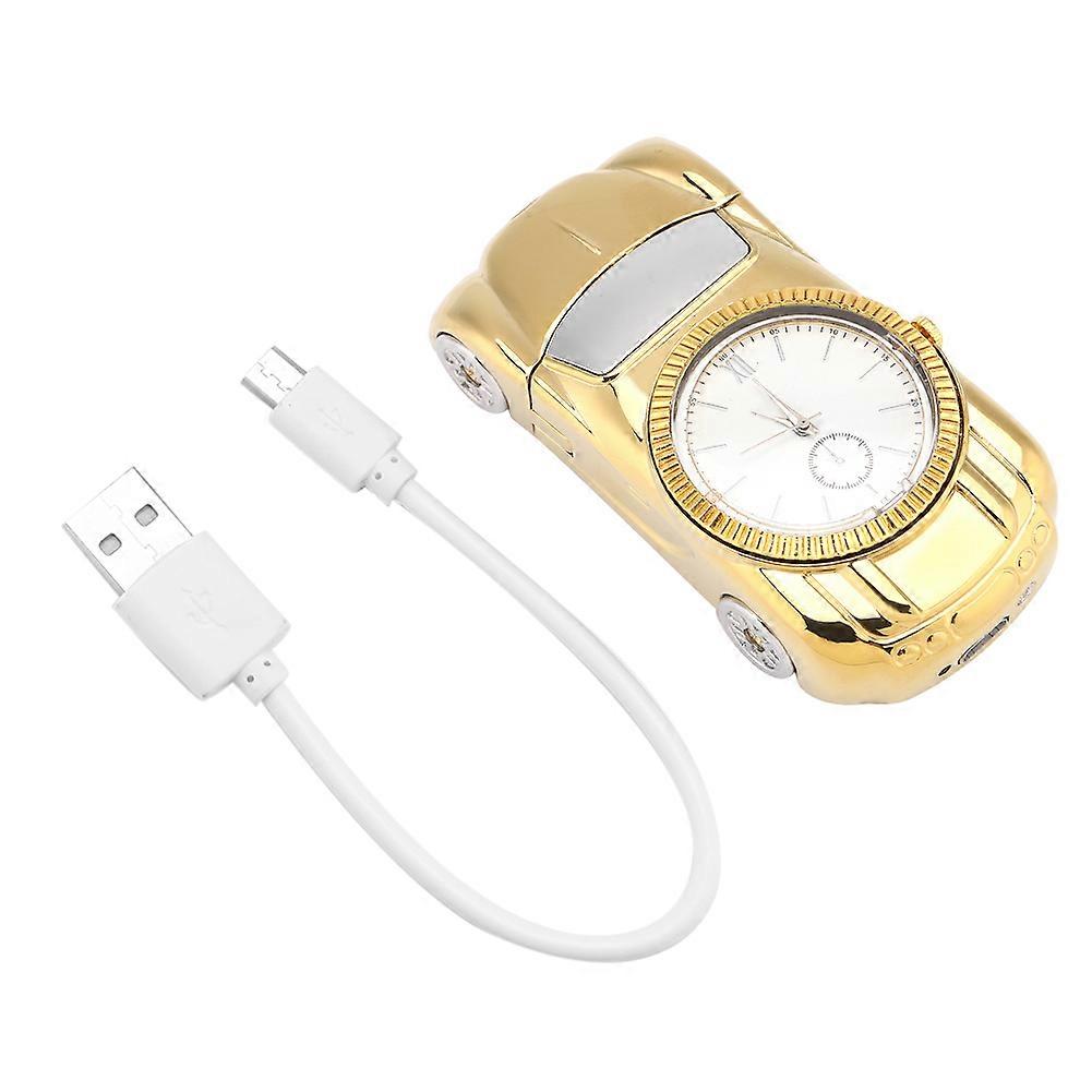 Brichetă multifuncțională USB reîncărcabilă rezistentă la vânt Brichetă și ceas auriu