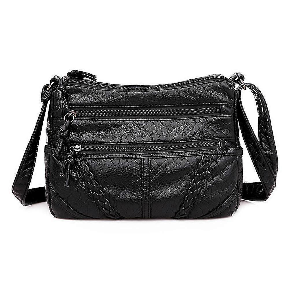 Kvinnor Solid Dragkedja Axelväska Multi Pocket Messenger Cross Body Väskor Handväska