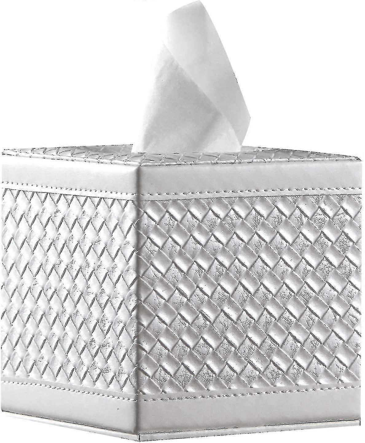 Tissue Box Cover Square, Dispenser Organizer,white Grid