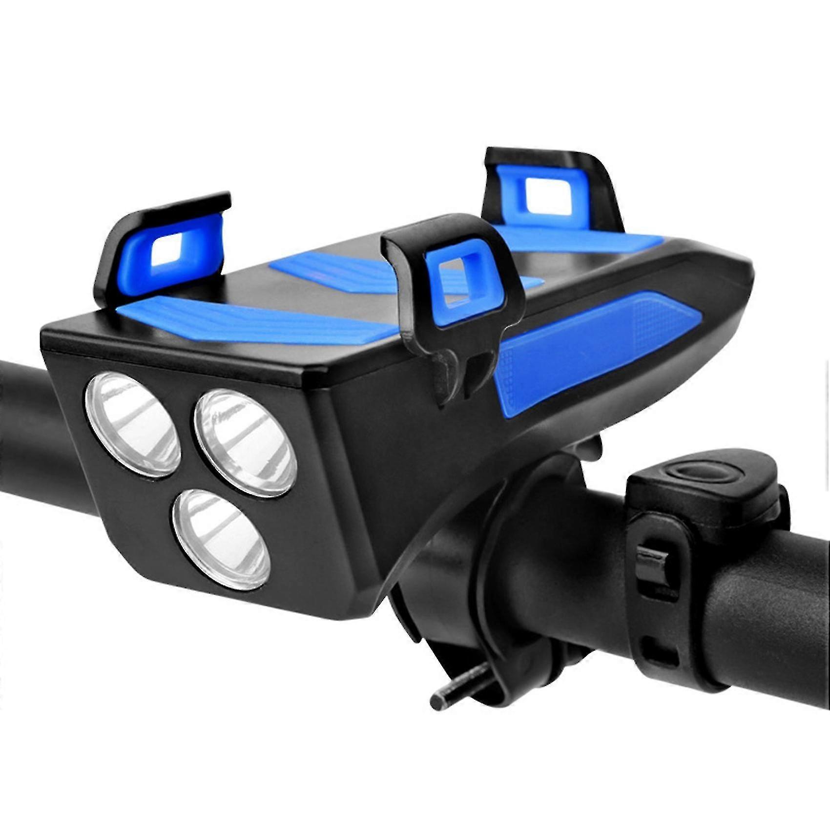 4 in 1 Led Bicycle Light 4000Mah Bicycle Usb Rechargeable Waterproof Front Headlight with Phone Holder 5 Modes Speaker A