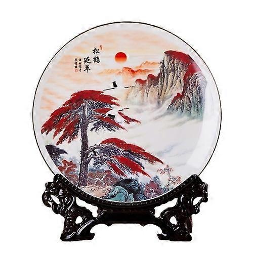 Decorative Trays-Pastel Crane-Gold Pine Bliss Plate