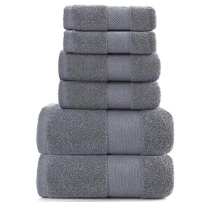 Basics 6-Piece Fade-Resistant Cotton Bath Towel Set -grey