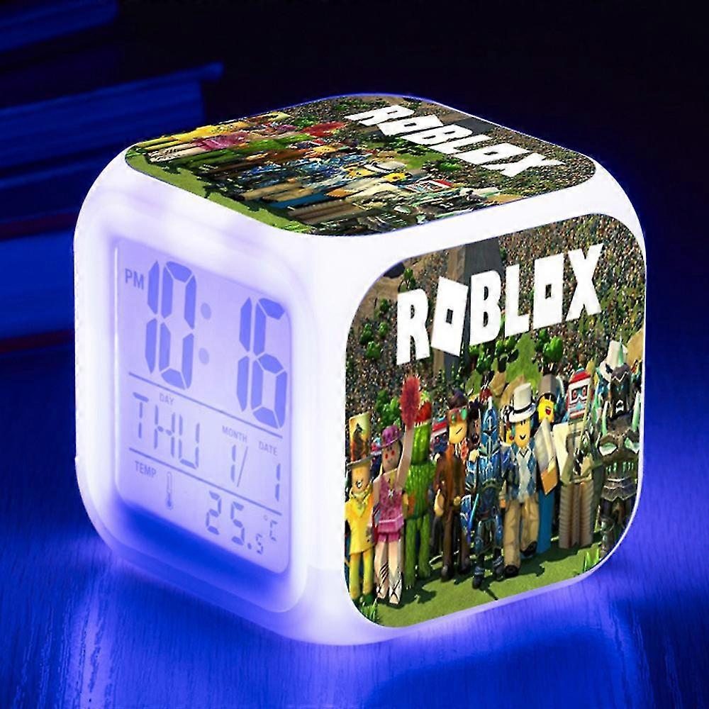 Roblox Print Digital Alarm Clock 7 Color Changing Game Night Light Led Display Bedside Clock Home Decor Kids Toy Gifts