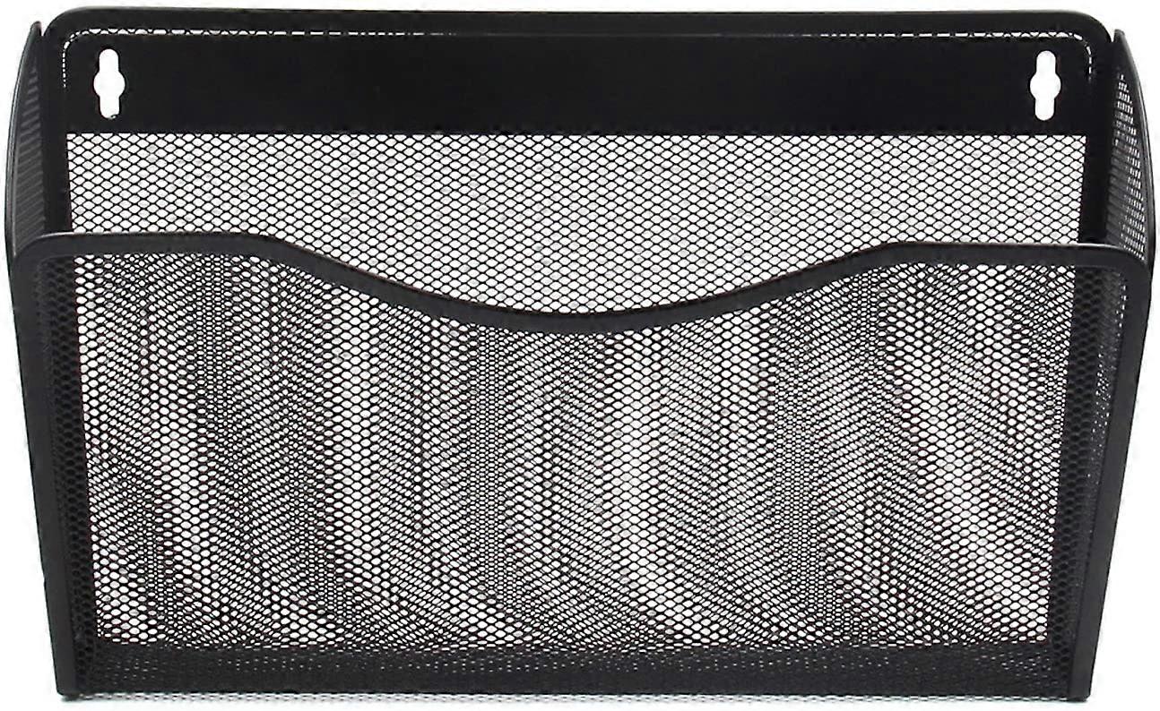 5 Pockets Mesh Wall File Holder Office Hanging File Folder Magazine Rack Mail Sorter Bin | Nametag Label Included, BlackNEW5