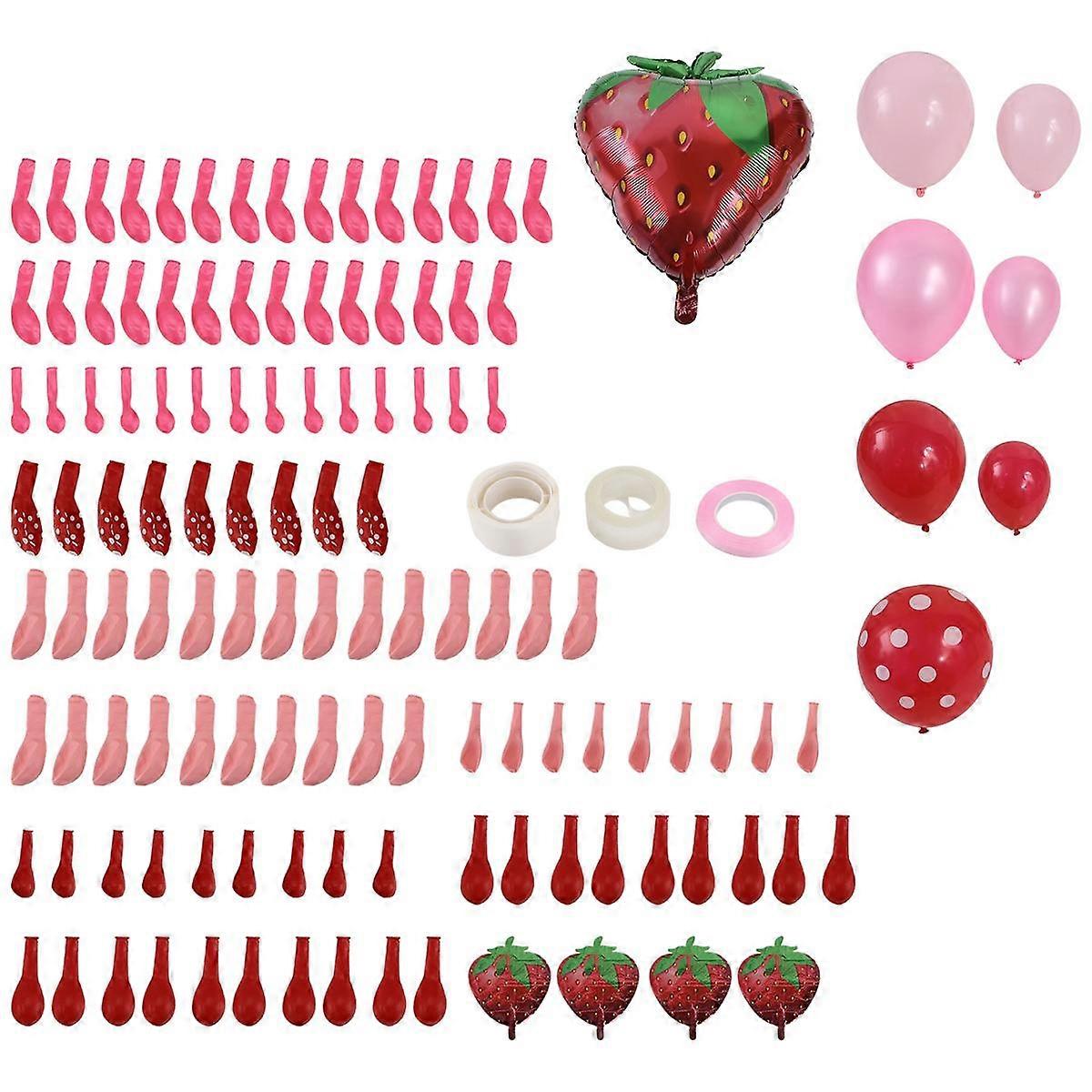 Strawberry Balloon Arch, Strawberry Birthday Gathering Decoration, Strawberry Decorations Kit(128Pc