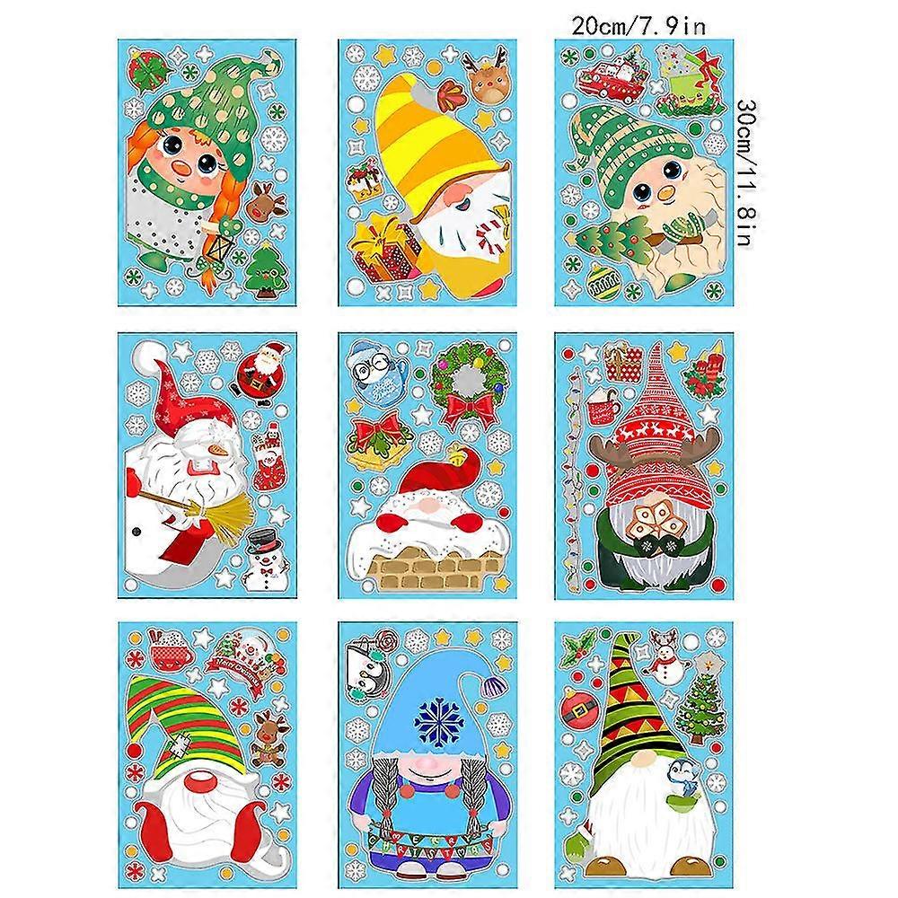 Decorative Stickers Christmas Santa Claus Dwarf Snowflake Pvc Static Electricity Decals Shop Window