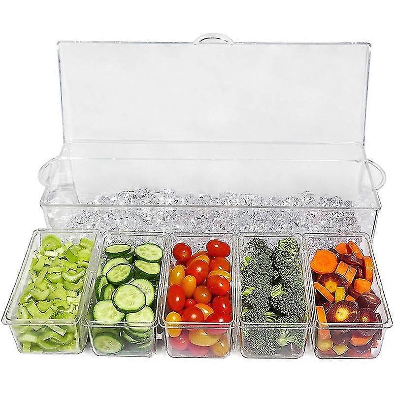 Ice 5 Compartment Condiment Server Rack-service Tray Container With 5 ...