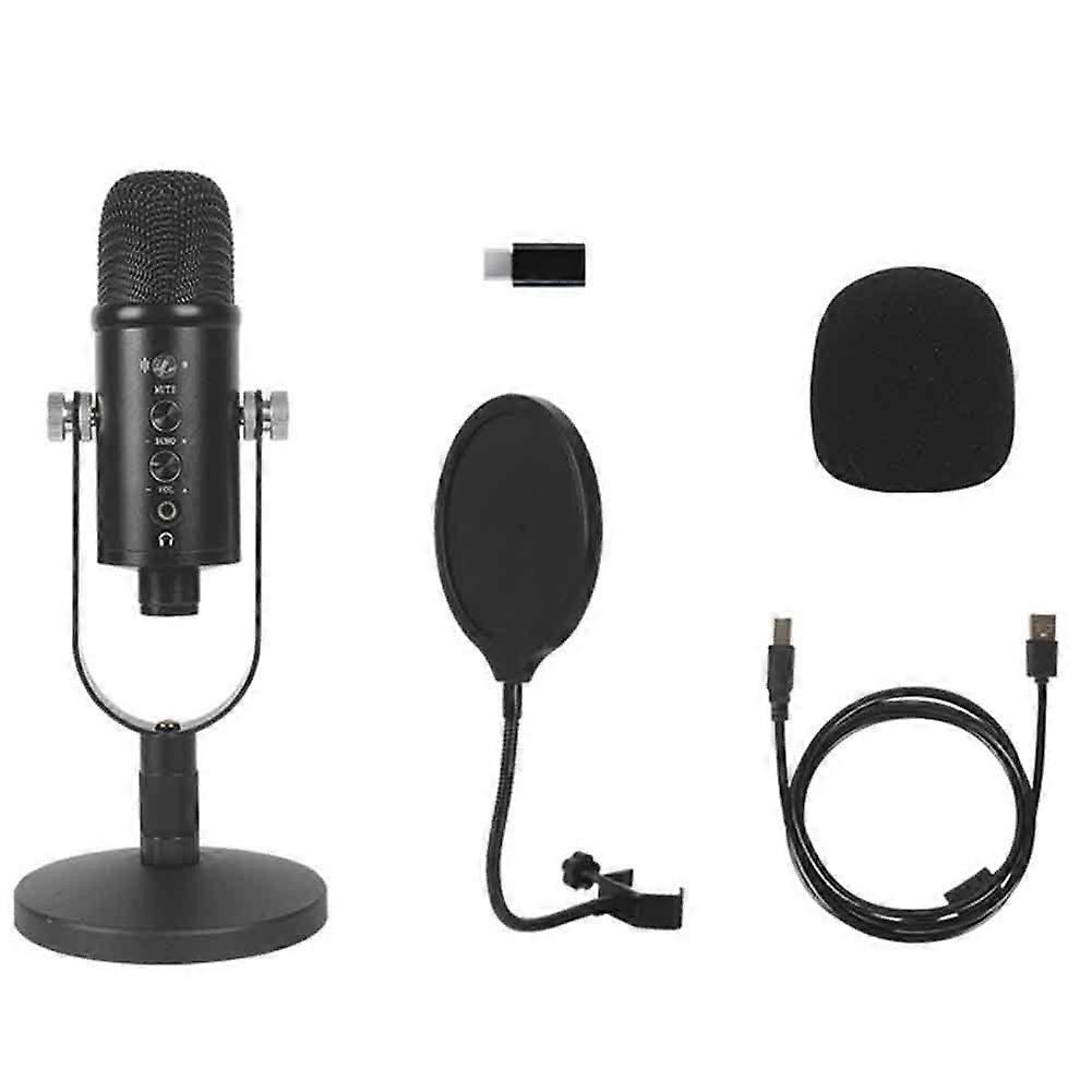 USB Microphone Professional Plug Play Studio Microphone with Stand for Gaming Online Chatting Video