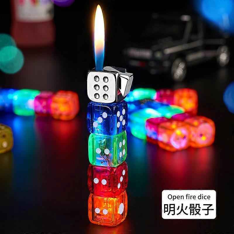 Creative Funny Quirky 0098 Flash Dice Flame Lighter Wine Table Essential Clamshell Packaging Factory Direct Sales Wholesale