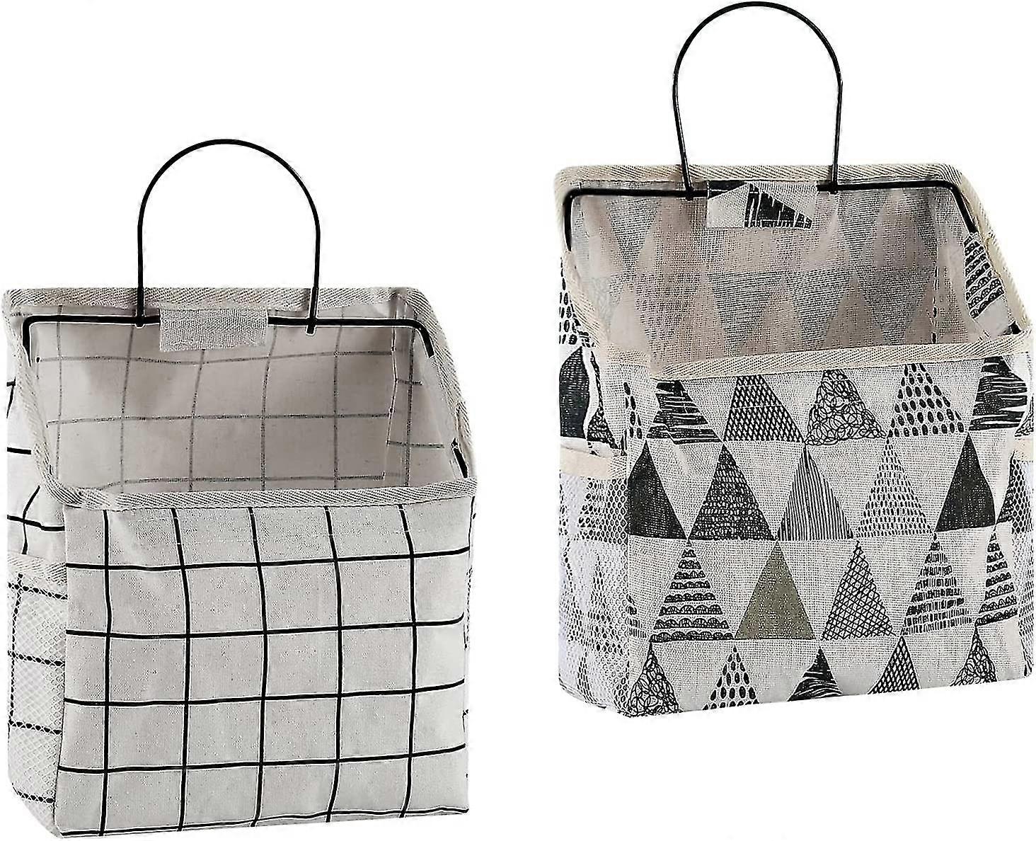 2パック壁掛け収納バッグクローゼットハンギングストレージポケットファブリックオーガナイザーバッグハンギングバスケットベッドルームバスルームキッチン用(クラシック)