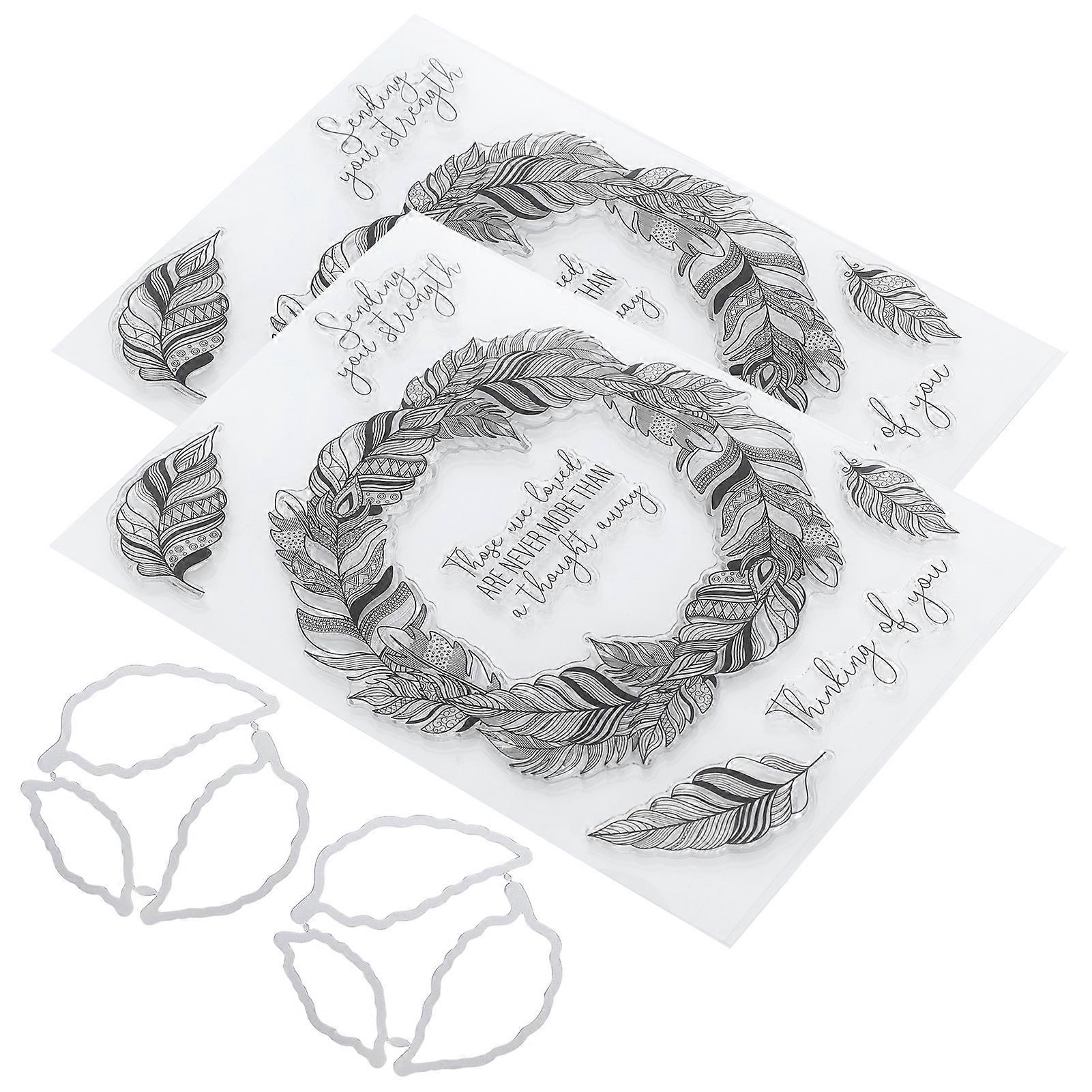 2 Sets Feather Clear Stamp Transparent DIY Hand?Made Notebook Decoration Accessories