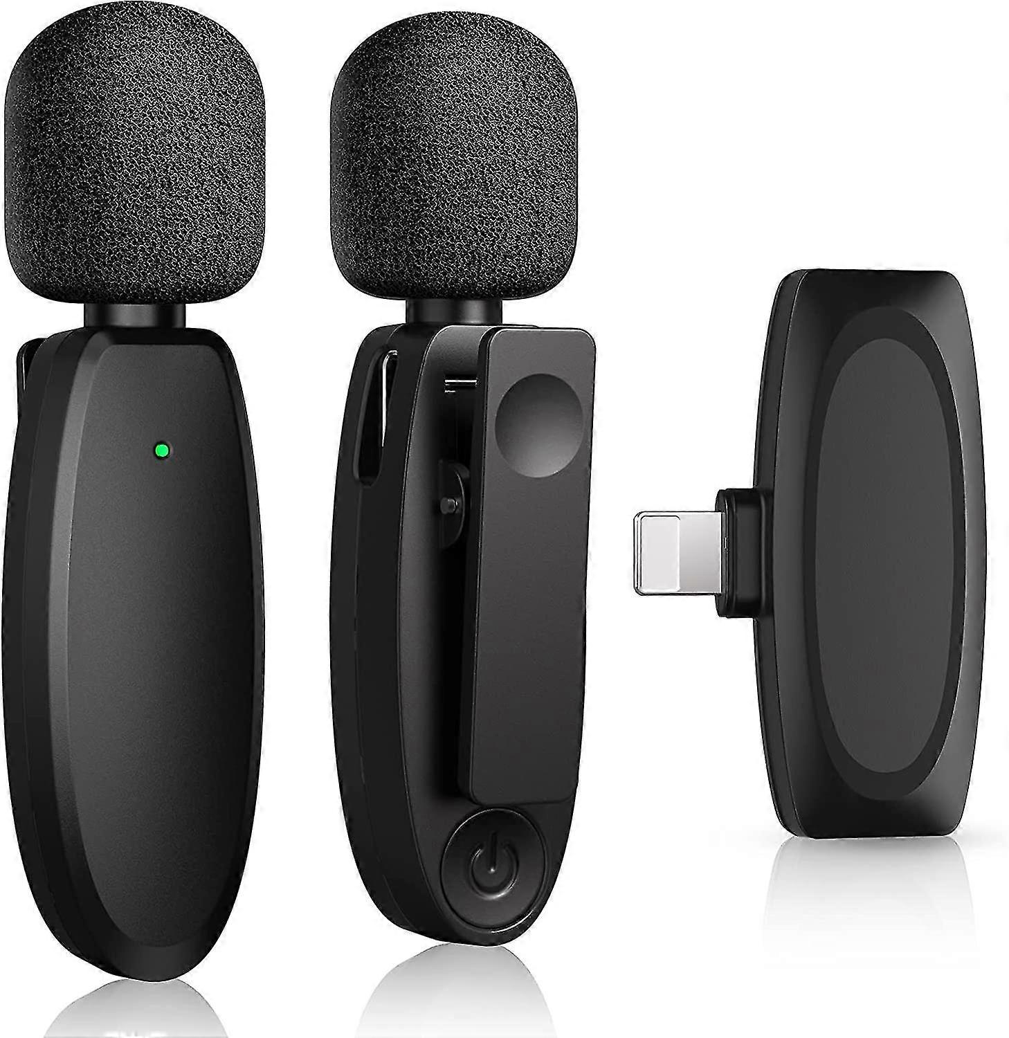 Wireless Lavalier Microphone Lapel Mic For Iphone,ipad Cordless Video Recording 2 Clips On Microphone For Youtube Tiktok Live Stream Interview Vlog Po