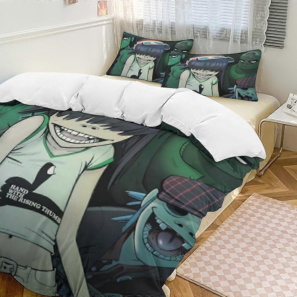 x344 Gorillaz Conjunto de Cama de 3 Peças Capa de Edredom Macia Quente e Confortável Conjunto de Cama com 1 Capa de Edredom e 2 Fronhas para Quarto b344