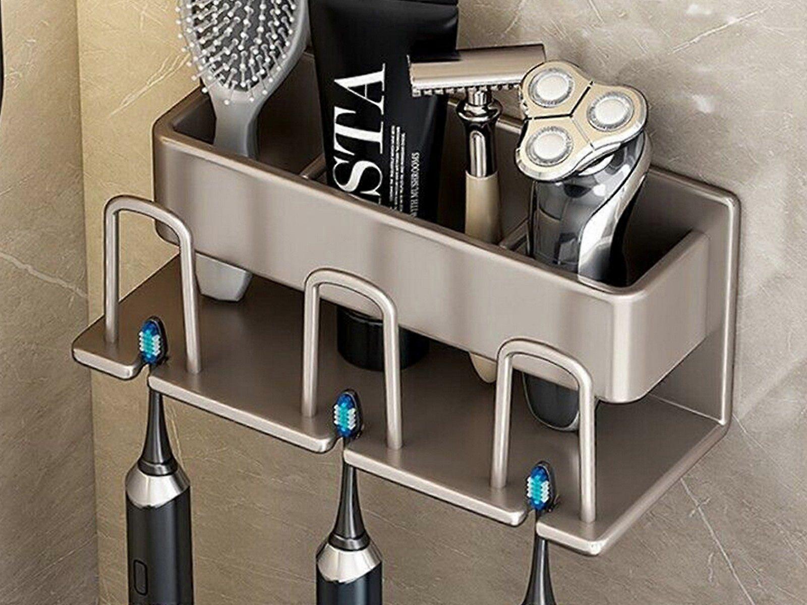 Space Metal Toothbrush Holder Bathroom Wall Mounted Rack with Cups - ST2