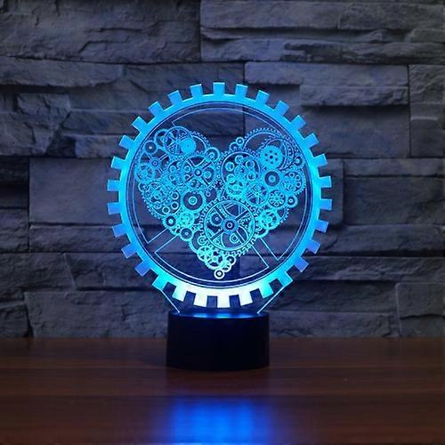 Gear Heart Shape 3D Colorful LED Vision Light Table Lamp