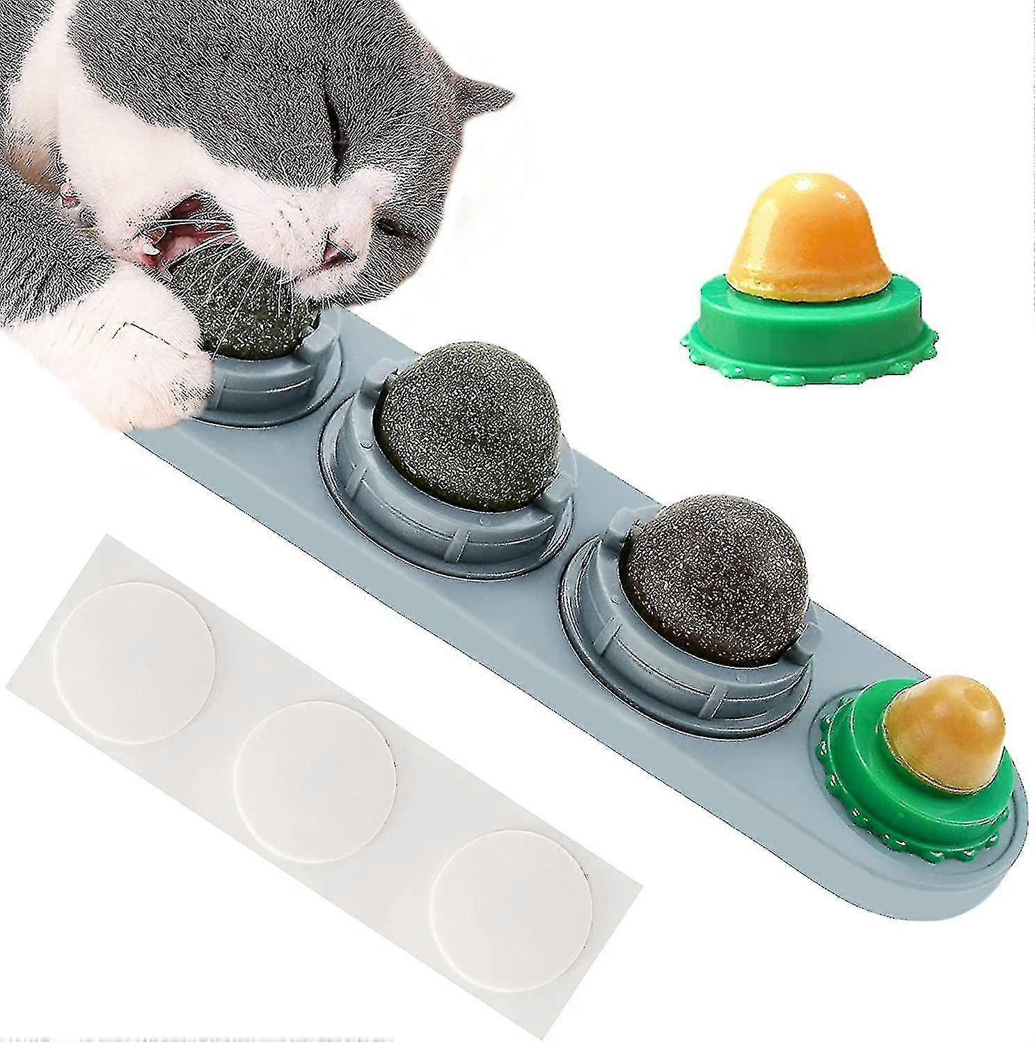 3 Pieces Catnip Squash Toy With Candy Cat Licks, Natural Healthy Rotatable Catnip Balls