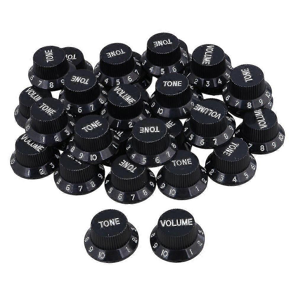 Top Hat Guitar Plastic 10 Tone Knobs & 20 Volume Knobs Black W/ White Numbers