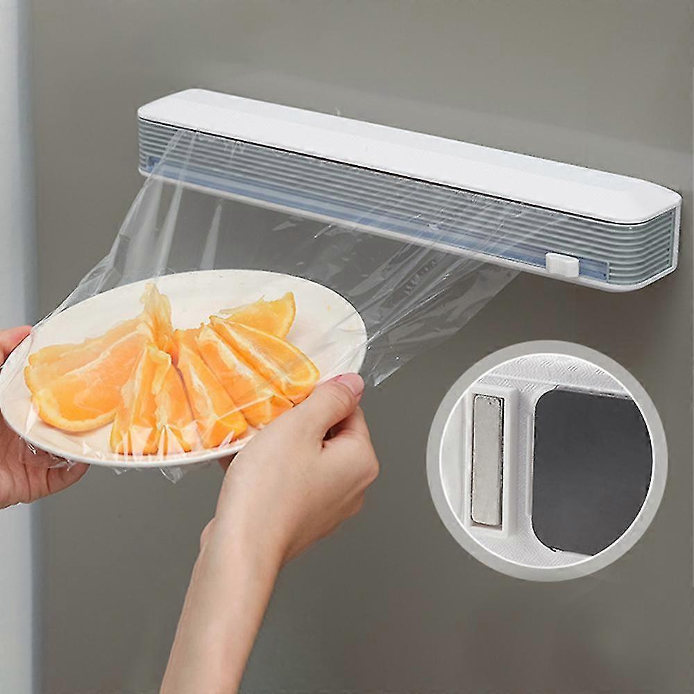 עמיד קיר רכוב על קיר גביע יניקה מזון נצמד מתקן חותך פלסטיק חותך נייר כסף מחזיק צלחת אחסון קופסה