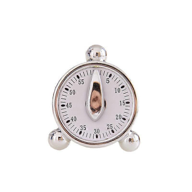 60 Minute Kitchen Timer, Mechanical Timer for Kids, Manual Timer for Cooking, Learning (Silver)