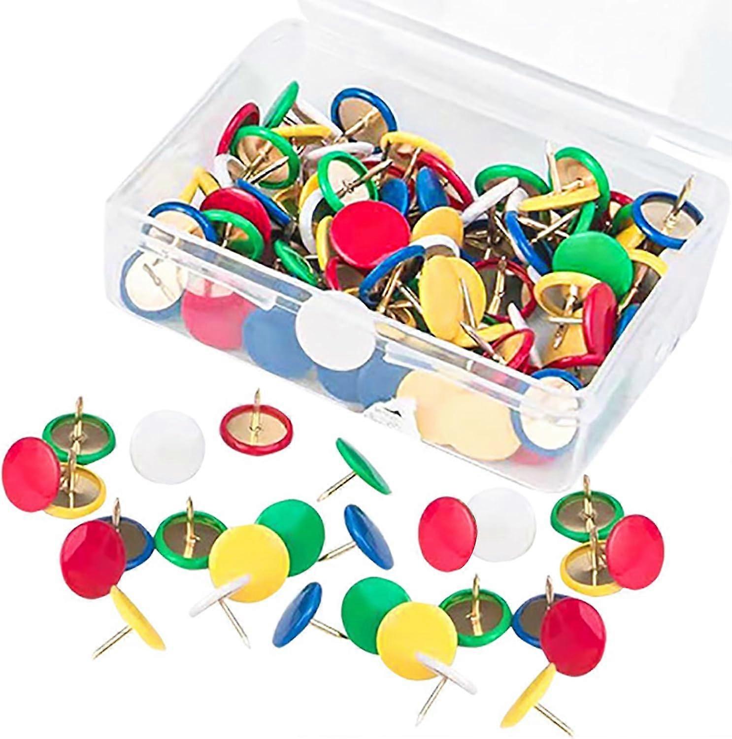 100PCS Coloured Push Pin, Decorative Thumb Tacks Round Head Drawing Pins With Storage Box Metal Push Pins Plastic Thumb Tacks Clear Push Pins