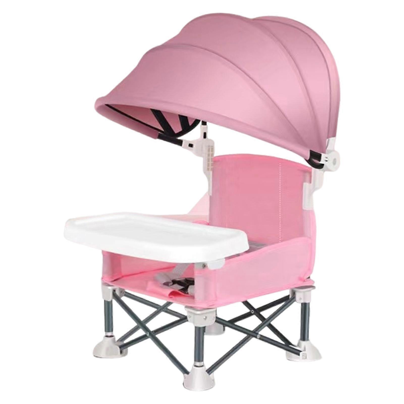 Foldable Toddler Chair with 3-point Harness Storage Bag Adjustable Straps Removable Tray Portable Feeding Chair