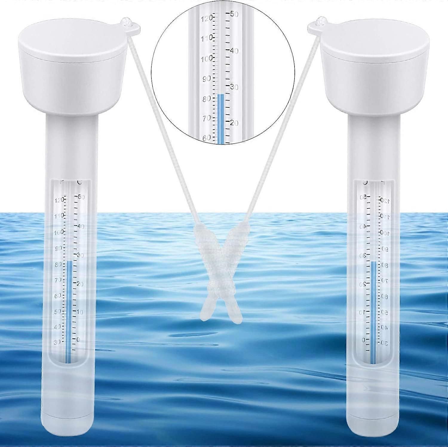 2Pcs Floating Pool Thermometer Thermometers with Shock Resistant Rope