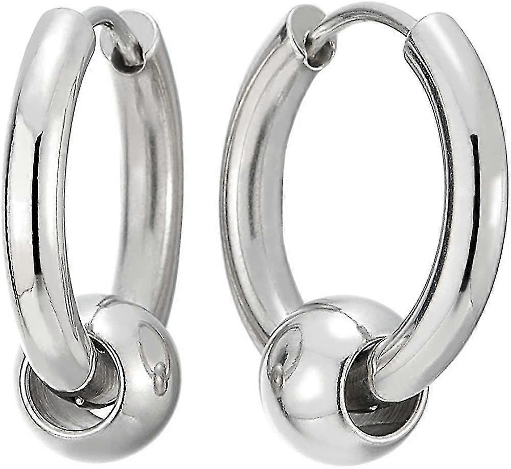 Ανοξείδωτο ατσάλι Circle Beads Huggie Αρθρωτά Σκουλαρίκια Κρίκοι Για Άνδρες Γυναίκες, 2τμχ - SNNGV