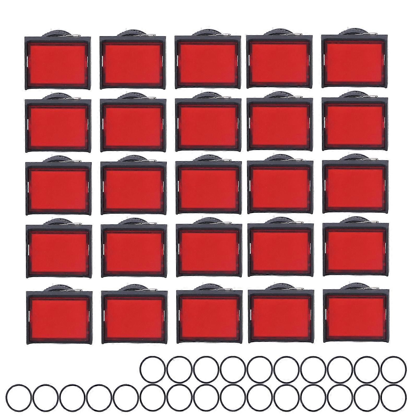 25Pcs Momentary Push Button Switch Self Locking Rectangle with Light 12V BEMLA1611DSJ 16mm(Red )