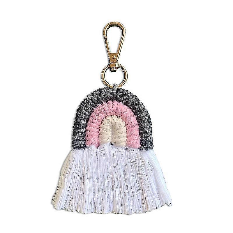 Macrame Weaving Rainbow Keychain Rainbow Tassel Keychains Car Keyring Holder