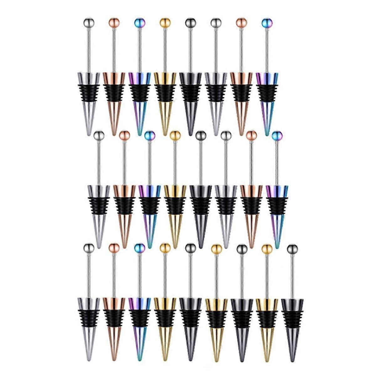 25Pcs Beadable Wine Stoppers for Wine Bottles Decorative Beaded Wine Bottle Stopper Alloy Wine Save