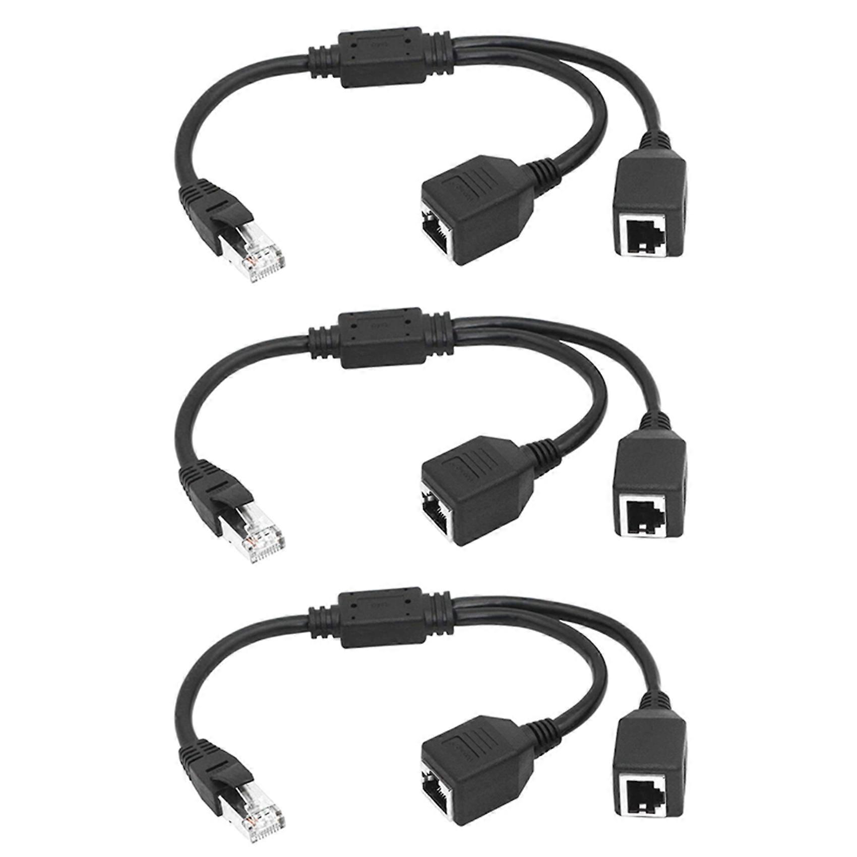 3X RJ45 1 Male to 2 Female Ethernet Splitter Cable for Super Cat5, Cat6, LAN Ethernet Network Exten