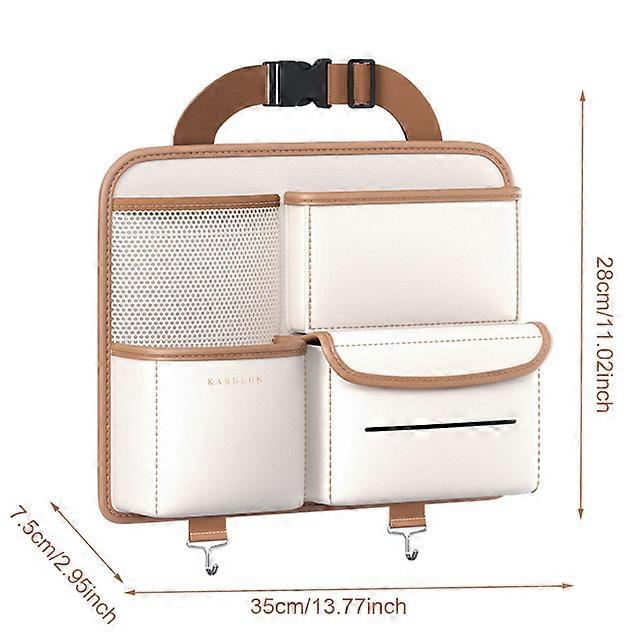 High Capacity Adjustable Car Storage Box Backseat 5 Bag Trunk Organizer Multi-use PU Leather Car Seat Back Organizers with Bag