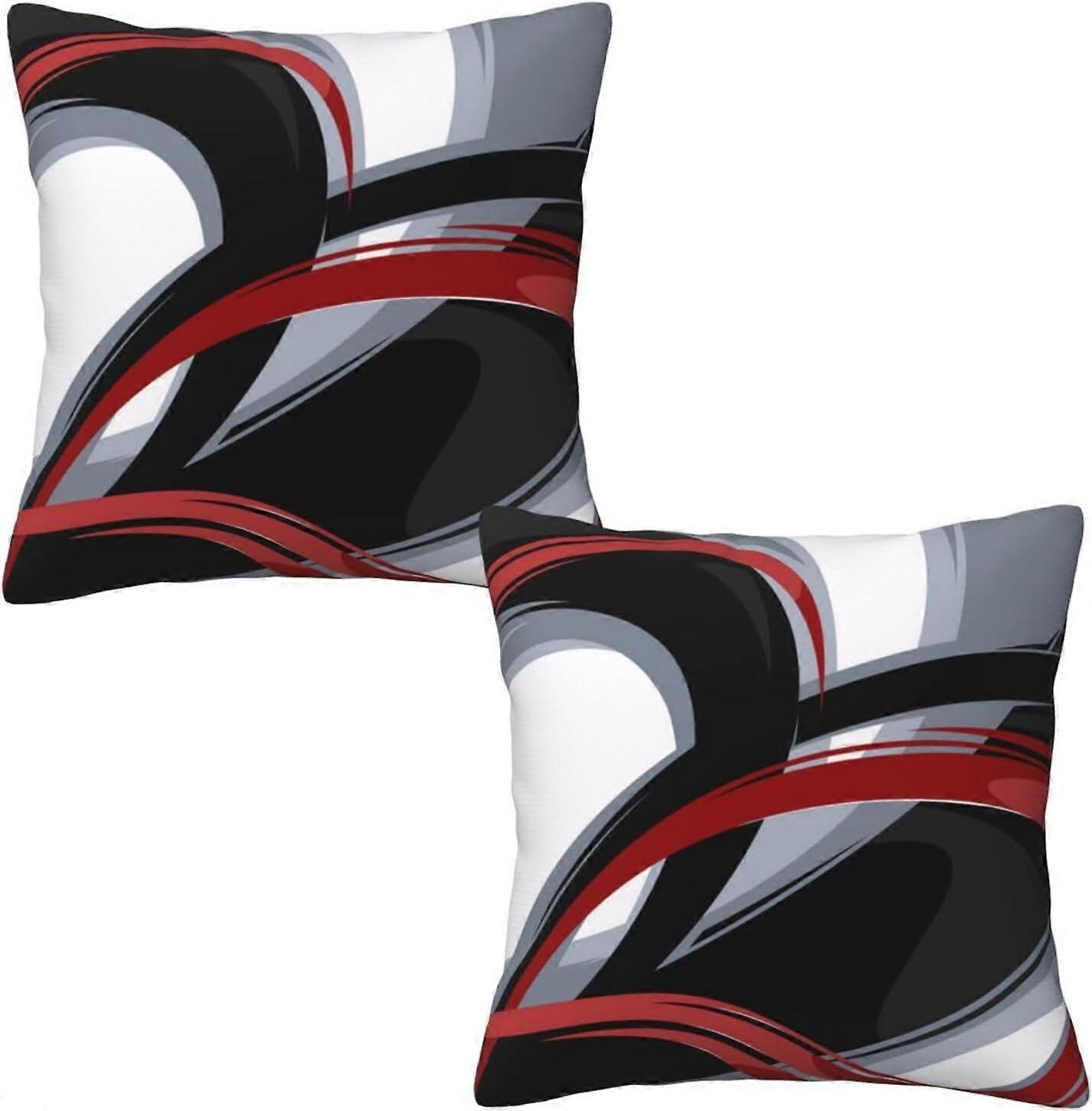 Abstract Red and Black Stripes Throw Pillow Covers 18x18 Inches Set of 2, Decor Decorative Gray Pillow Case Square Cushion Covers for Sofa Bed Couch L