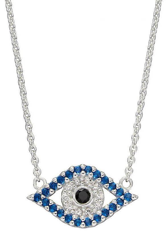 Beginnings Evil Eye Cubic Zirconia Necklace - Silver/Blue