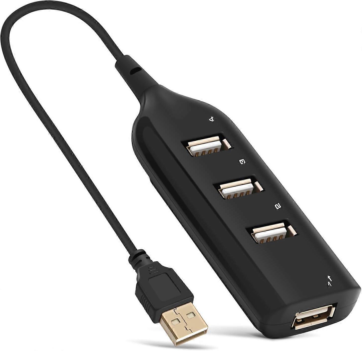 USB Hub 4 Port 2.0, schwarz verkabelt Micro 4-Port USB Verteiler Multi Hub Splitter USB Extender Hub 2.0 Power für PC Computerblack1Pcs)