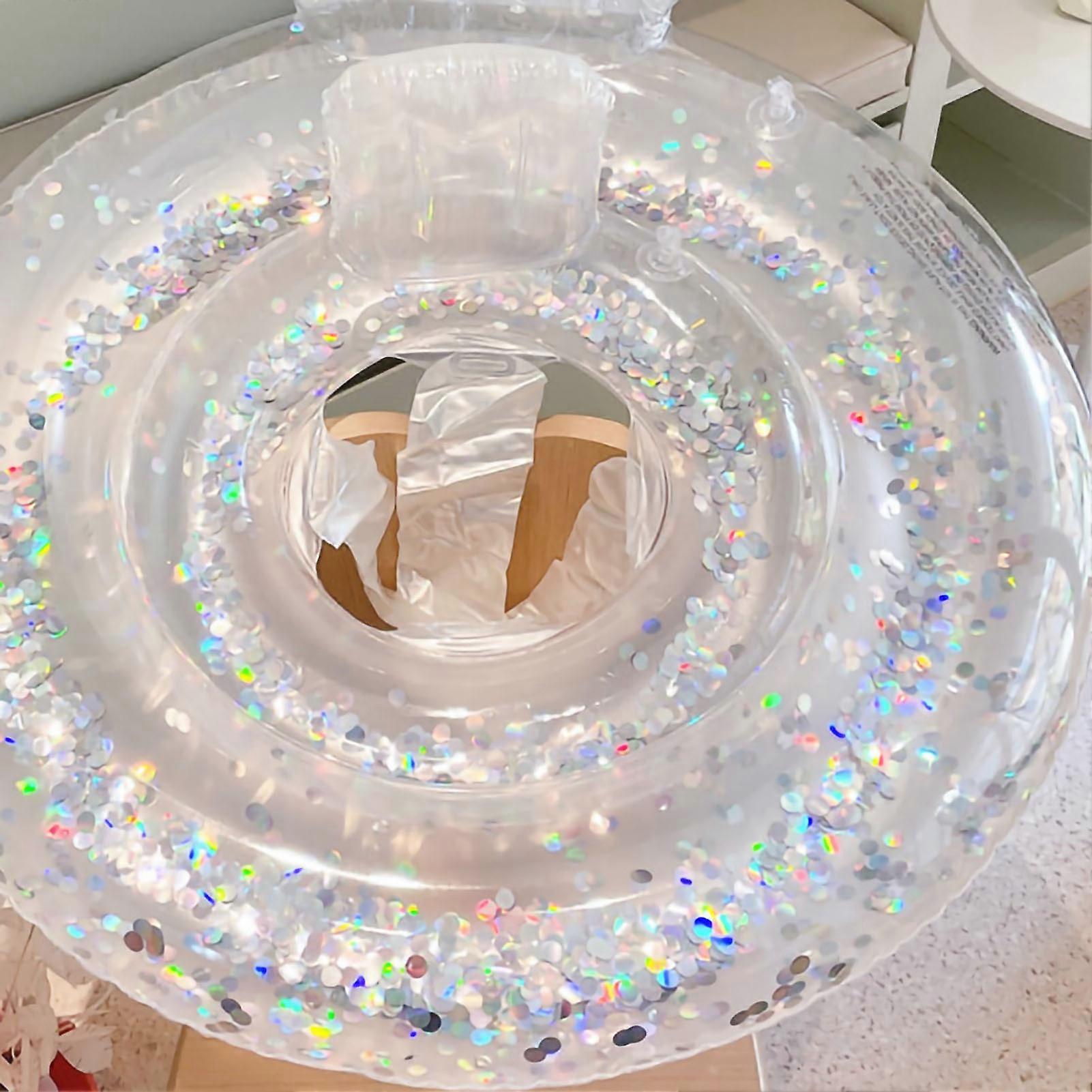 Swimming Ring Children Pool Floating Inflatable Swimming Circle Transparent Sequins Shell Thickened Pool Floaties Seated 7.517.5kg/16.538.6lb